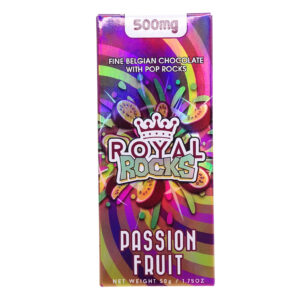 ROYAL ROCKS –PASSION FRUIT – CHOCOLATE BARS – W/ POP ROCKS – 500MG (NET WT. 50GM/1.75OZ)